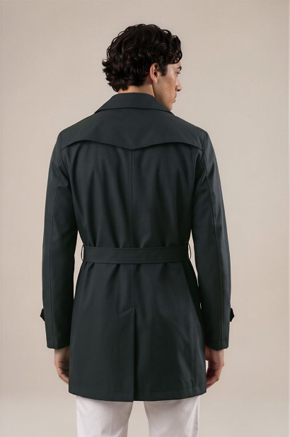 Trench clásico de hombre con cinturón y doble botonadura – Negro