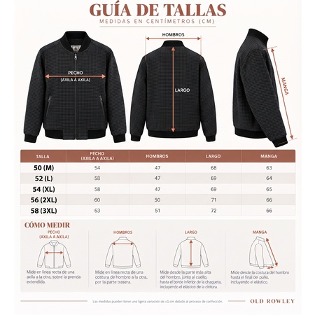 chaqueta bomber medidas
