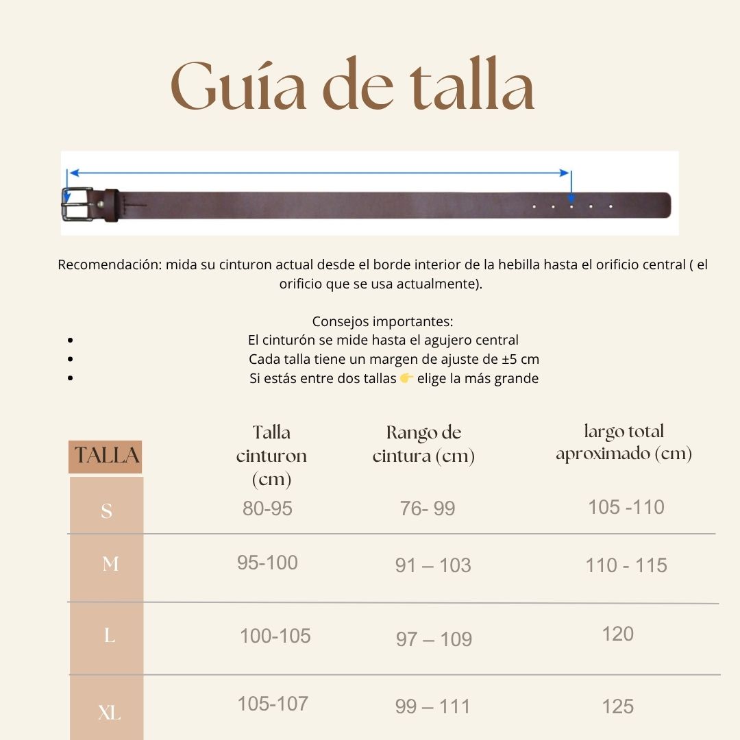 guia talla cinturones