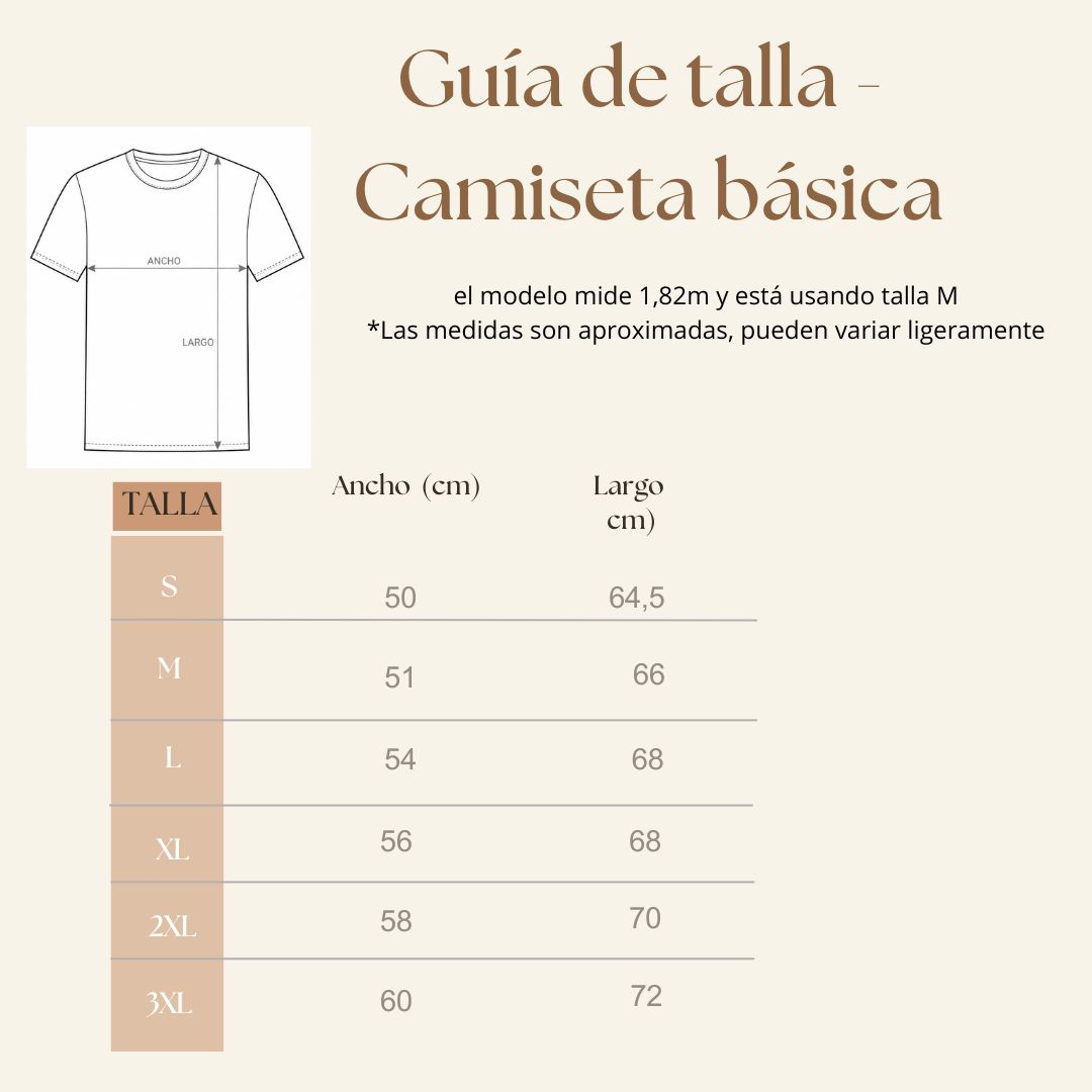 guia talla camiseta basica